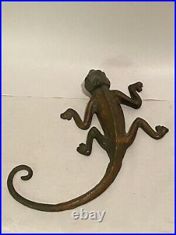 Antique Sherwin Williams Paint Chameleon Lizard Cast Iron Advertising Door Stop