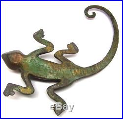 Antique Sherwin Williams Paint Large Chameleon Lizard Cast Iron Door Stop
