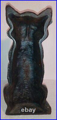 Antique Sitting Black CAT Cast Iron Doorstop Authentic Untouched Patina 9.5 6lb