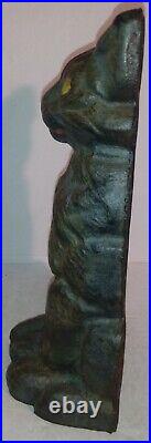 Antique Sitting Black CAT Cast Iron Doorstop Authentic Untouched Patina 9.5 6lb