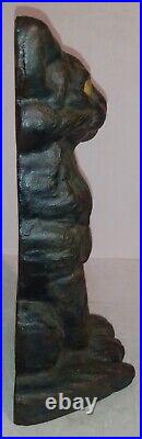 Antique Sitting Black CAT Cast Iron Doorstop Authentic Untouched Patina 9.5 6lb