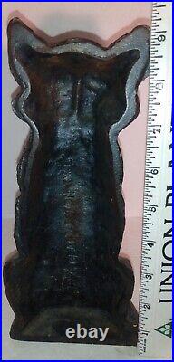 Antique Sitting Black CAT Cast Iron Doorstop Authentic Untouched Patina 9.5 6lb