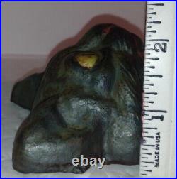 Antique Sitting Black CAT Cast Iron Doorstop Authentic Untouched Patina 9.5 6lb