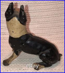 Antique Sitting Boston Terrier French Bulldog Cast Iron Dog Doorstop 6.75 Hubley