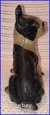 Antique Sitting Boston Terrier French Bulldog Cast Iron Dog Doorstop 6.75 Hubley