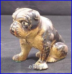 Antique Sitting English Bulldog Cast Iron Metal Art Figural Doorstop Hubley
