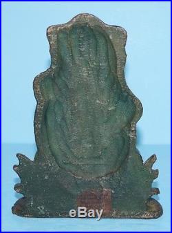 Antique Sitting Up Frog Cast Iron Metal Art Figural Doorstop