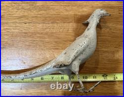 Antique Solid Cast Iron Bird Pheasant Statue Doorstop Garden Decor