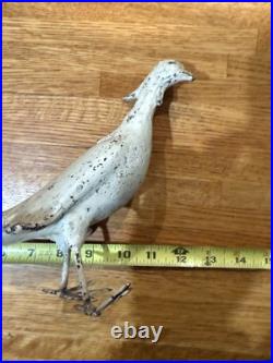 Antique Solid Cast Iron Bird Pheasant Statue Doorstop Garden Decor