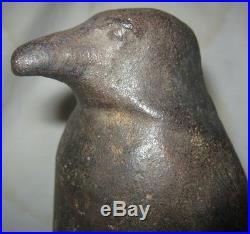 Antique USA Cast Iron Arctic Sea Ice Wild Penguin Bird Statue Doorstop Hubley
