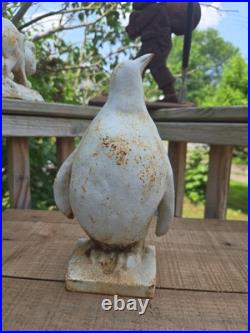 Antique USA Cast Iron Taylor Cook Ice Penguin Statue Doorstop Hubley 1930