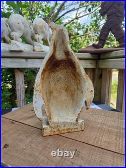 Antique USA Cast Iron Taylor Cook Ice Penguin Statue Doorstop Hubley 1930