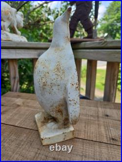 Antique USA Cast Iron Taylor Cook Ice Penguin Statue Doorstop Hubley 1930