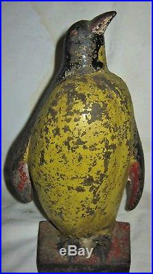 Antique USA Cast Iron Taylor Cook Ice Penguin Statue Weight Doorstop Hubley Toy