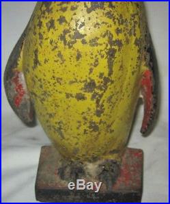 Antique USA Cast Iron Taylor Cook Ice Penguin Statue Weight Doorstop Hubley Toy