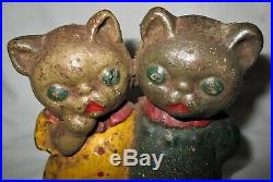 Antique USA Hubley Grace Drayton Cat # 73 Twin Kittens Cast Iron Home Doorstop