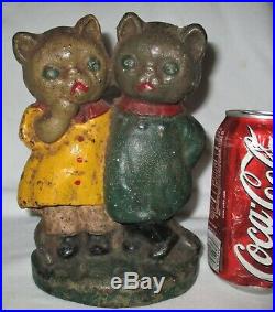 Antique USA Hubley Grace Drayton Cat # 73 Twin Kittens Cast Iron Home Doorstop