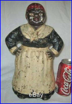 Antique USA Hubley Toy Black Americana Mammy Lady Cast Iron Statue Door Doorstop