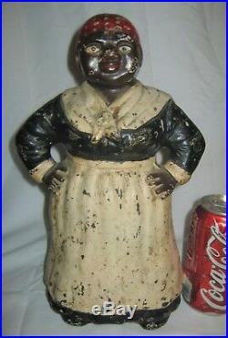 Antique USA Hubley Toy Black Americana Mammy Lady Cast Iron Statue Door Doorstop