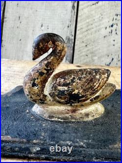 Antique Victorian Art Nouveau Cast Iron Swan Bird Audubon Paperweight Doorstop