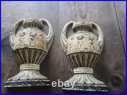 Antique Victorian Cast Iron Door Stop, Urn Pedestal Neoclassical Bookends Heavy