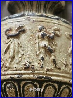 Antique Victorian Cast Iron Door Stop, Urn Pedestal Neoclassical Bookends Heavy