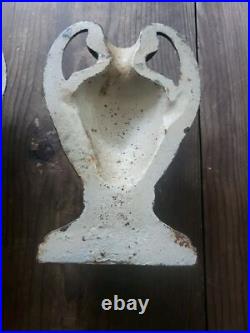 Antique Victorian Cast Iron Door Stop, Urn Pedestal Neoclassical Bookends Heavy