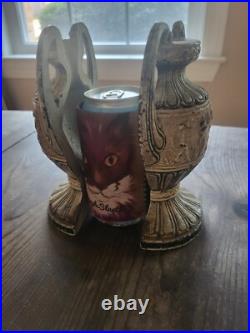 Antique Victorian Cast Iron Door Stop, Urn Pedestal Neoclassical Bookends Heavy