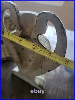 Antique Victorian Cast Iron Door Stop, Urn Pedestal Neoclassical Bookends Heavy