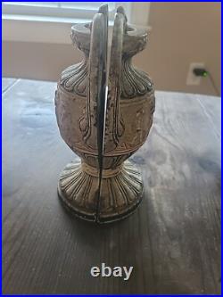 Antique Victorian Cast Iron Door Stop, Urn Pedestal Neoclassical Bookends Heavy