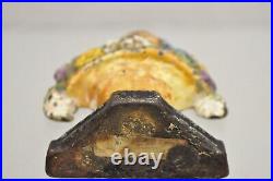 Antique Victorian Cast Iron Figural Floral Bouquet Basket Painted Door Stop