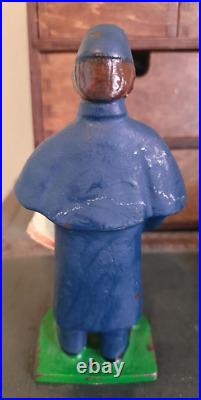 Antique Victorian Cast Iron Figural Painted Civil War Soldier Drummer Door Stop Antique Victorian Cast Iron Figural Painted Civil War Soldier Drummer Door Stop
