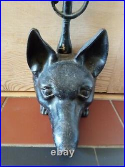 Antique Victorian Cast Iron Foxs Head & Whip Doorstop