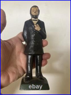 Antique Victorian Cast Iron Honest Abe Abraham Lincoln Figural Painted Door Stop Antique Victorian Cast Iron Honest Abe Abraham Lincoln Figural Painted Door Stop