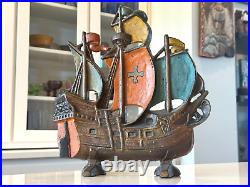 Antique Victorian Cast Iron Sail Boat Ship Door Stop Door Stay