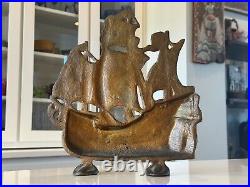 Antique Victorian Cast Iron Sail Boat Ship Door Stop Door Stay