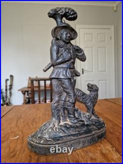 Antique Victorian Cast Iron Woodsman And Dog Door Stop
