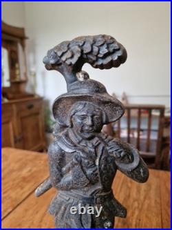 Antique Victorian Cast Iron Woodsman And Dog Door Stop