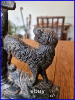Antique Victorian Cast Iron Woodsman And Dog Door Stop