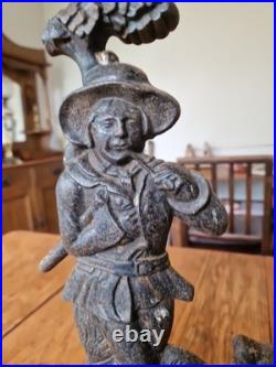Antique Victorian Cast Iron Woodsman And Dog Door Stop
