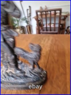Antique Victorian Cast Iron Woodsman And Dog Door Stop