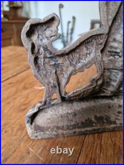 Antique Victorian Cast Iron Woodsman And Dog Door Stop