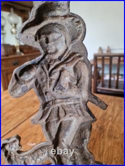 Antique Victorian Cast Iron Woodsman And Dog Door Stop
