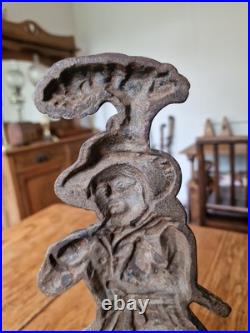 Antique Victorian Cast Iron Woodsman And Dog Door Stop