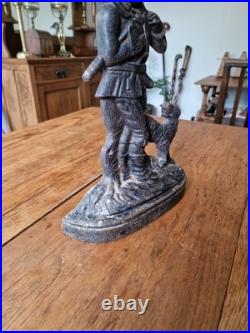 Antique Victorian Cast Iron Woodsman And Dog Door Stop