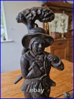 Antique Victorian Cast Iron Woodsman And Dog Door Stop