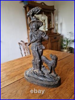 Antique Victorian Cast Iron Woodsman And Dog Door Stop