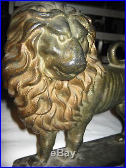 Antique Victorian Heavy Huge Cast Iron Lion Art Statue Sculpture Doorstop 12 Lbs