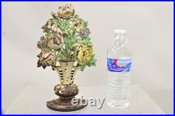 Antique Victorian Hubley Tall Cast Iron Figural Floral Painted Bouquet Door Stop Antique Victorian Hubley Tall Cast Iron Figural Floral Painted Bouquet Door Stop