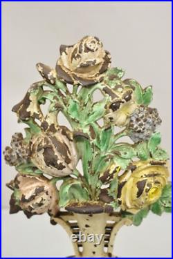 Antique Victorian Hubley Tall Cast Iron Figural Floral Painted Bouquet Door Stop Antique Victorian Hubley Tall Cast Iron Figural Floral Painted Bouquet Door Stop